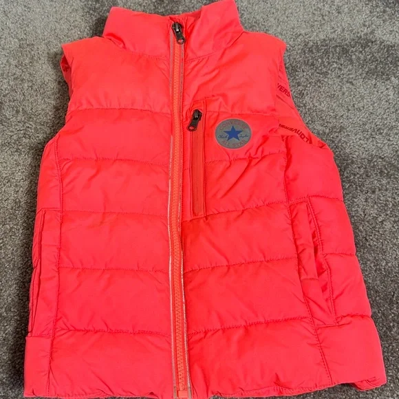 Converse Girls' Bright Pink Quilted Puffer Vest Size 6 Full Zipper w/ Pockets - Picture 8 of 11